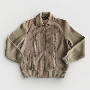 Vintage‎ Rene De France Front Suede Sweater Mens Size XL